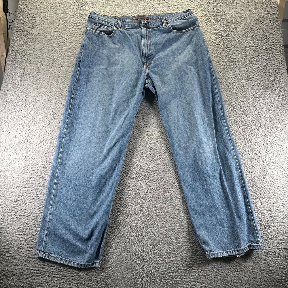 Vintage Perry Ellis Jeans Mens 40x32 Blue Cotton Denim Straight Baggy Light Wash